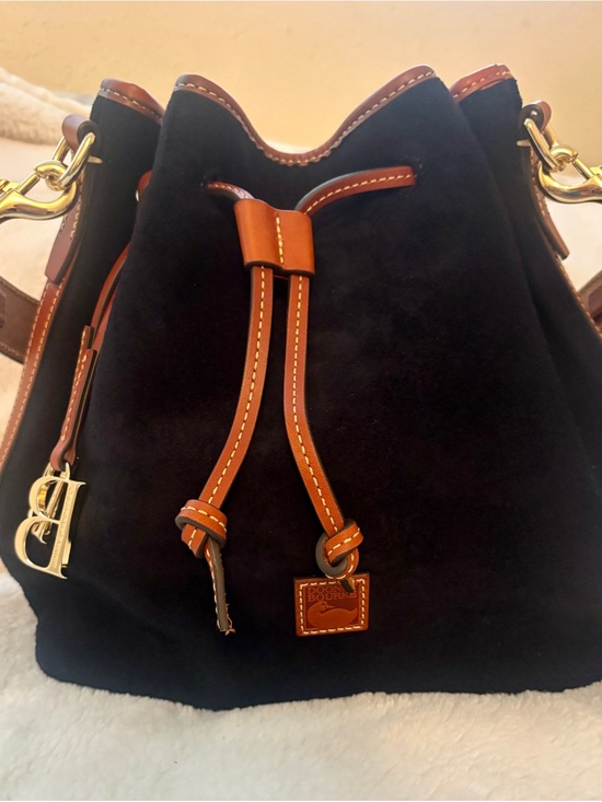Dooney & Bourke Handbags - Dooney & Bourke Black Suede Drawstring Bucket Shoulder Bag🖤